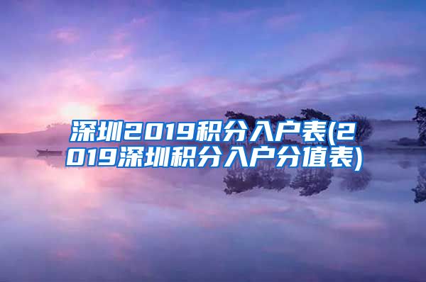 深圳2019積分入戶表(2019深圳積分入戶分值表)