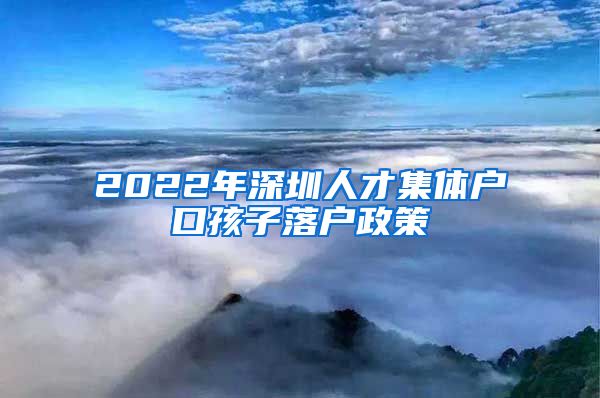 2022年深圳人才集體戶口孩子落戶政策