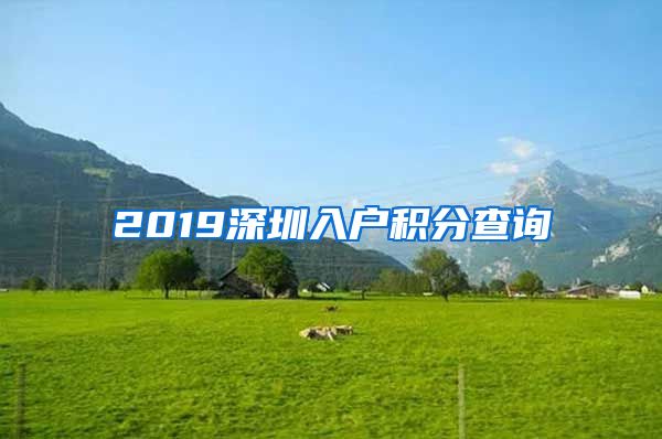 2019深圳入戶積分查詢