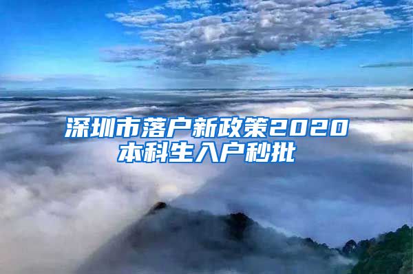 深圳市落戶新政策2020本科生入戶秒批