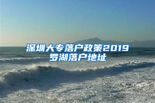 深圳大專落戶政策2019羅湖落戶地址