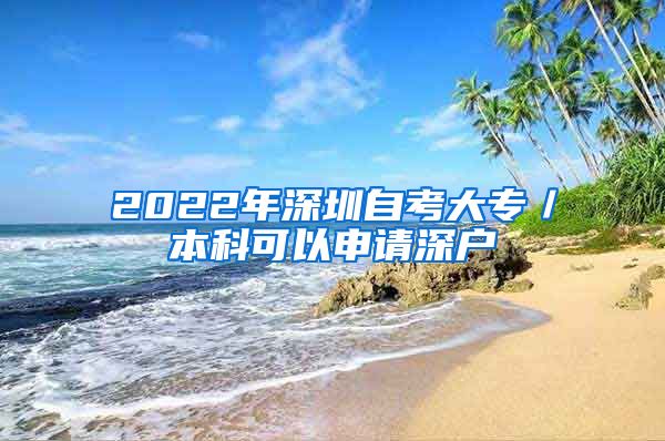 2022年深圳自考大專／本科可以申請(qǐng)深戶