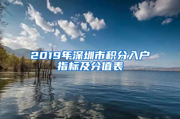 2019年深圳市積分入戶指標(biāo)及分值表