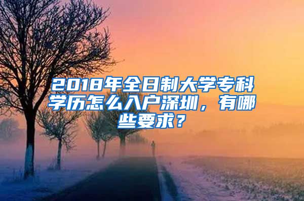 2018年全日制大學?？茖W歷怎么入戶深圳，有哪些要求？