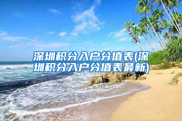 深圳積分入戶分值表(深圳積分入戶分值表最新)