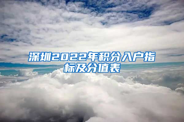 深圳2022年積分入戶指標(biāo)及分值表