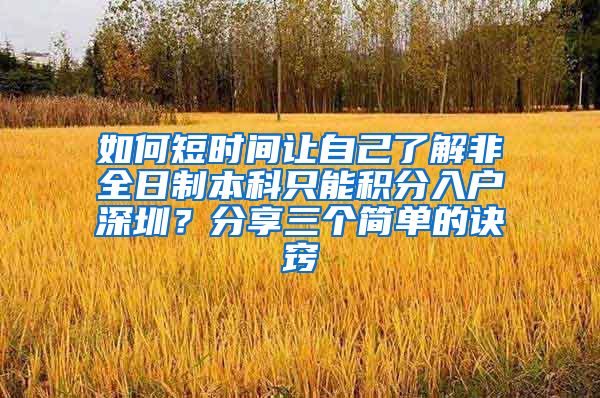 如何短時(shí)間讓自己了解非全日制本科只能積分入戶深圳？分享三個(gè)簡(jiǎn)單的訣竅