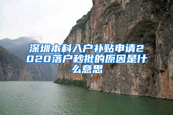 深圳本科入戶補貼申請2020落戶秒批的原因是什么意思