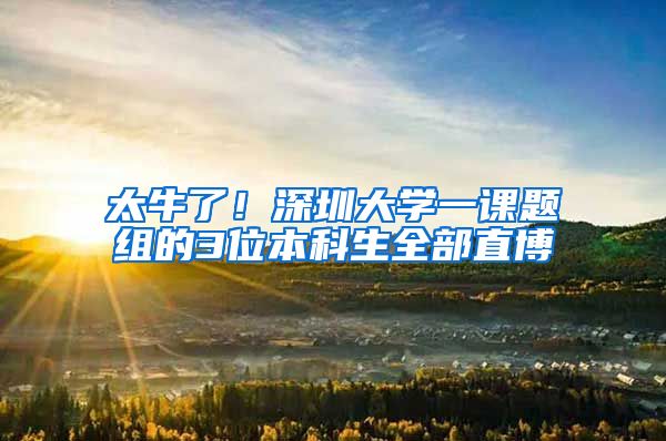 太牛了！深圳大學(xué)一課題組的3位本科生全部直博