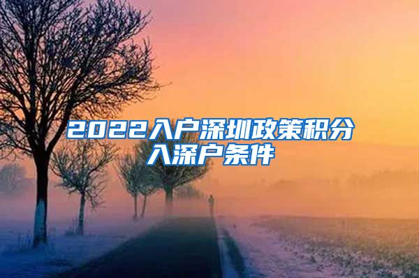 2022入戶深圳政策積分入深戶條件