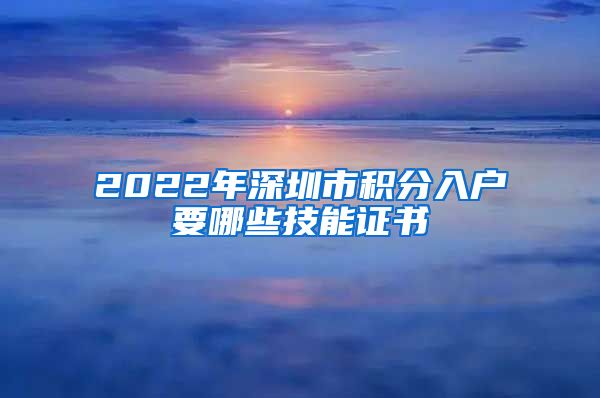 2022年深圳市積分入戶要哪些技能證書