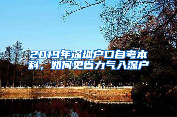 2019年深圳戶口自考本科，如何更省力氣入深戶