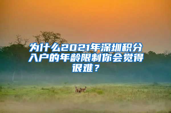 為什么2021年深圳積分入戶的年齡限制你會(huì)覺得很難？