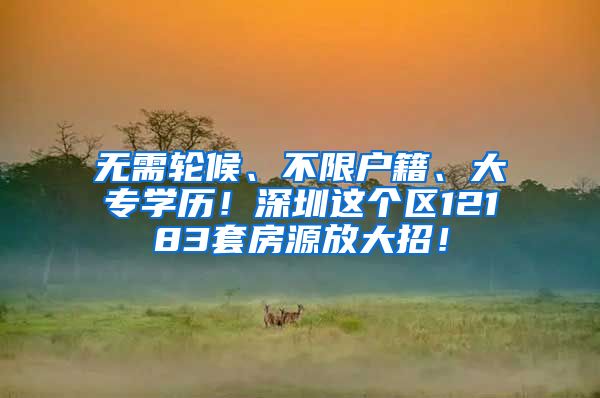 無需輪候、不限戶籍、大專學(xué)歷！深圳這個(gè)區(qū)12183套房源放大招！