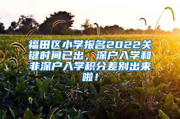 福田區(qū)小學(xué)報名2022關(guān)鍵時間已出，深戶入學(xué)和非深戶入學(xué)積分差別出來啦！