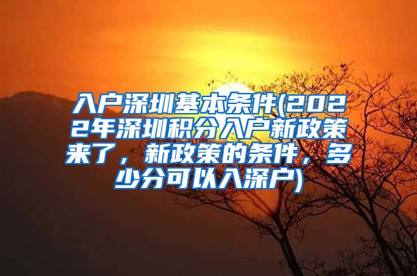 入戶深圳基本條件(2022年深圳積分入戶新政策來了，新政策的條件，多少分可以入深戶)