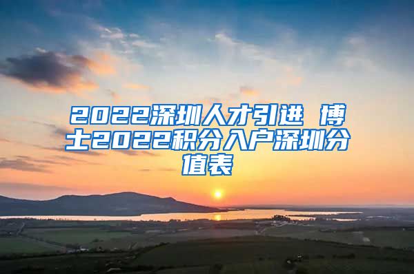 2022深圳人才引進(jìn) 博士2022積分入戶深圳分值表