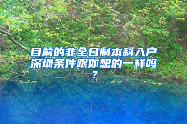 目前的非全日制本科入戶深圳條件跟你想的一樣嗎？