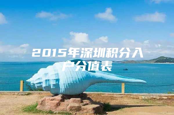 2015年深圳積分入戶(hù)分值表