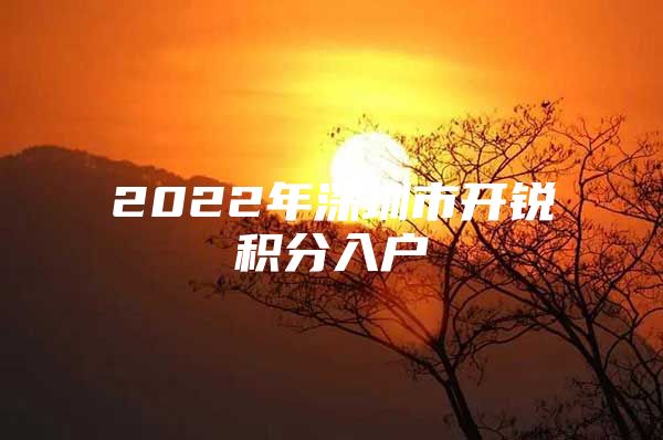 2022年深圳市開銳積分入戶