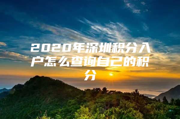 2020年深圳積分入戶怎么查詢自己的積分