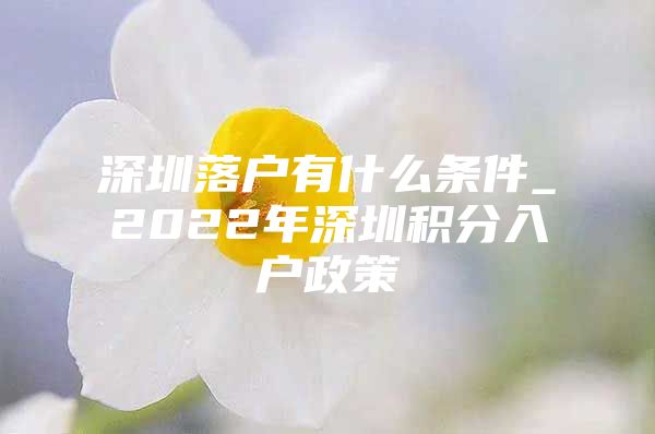 深圳落戶有什么條件_2022年深圳積分入戶政策