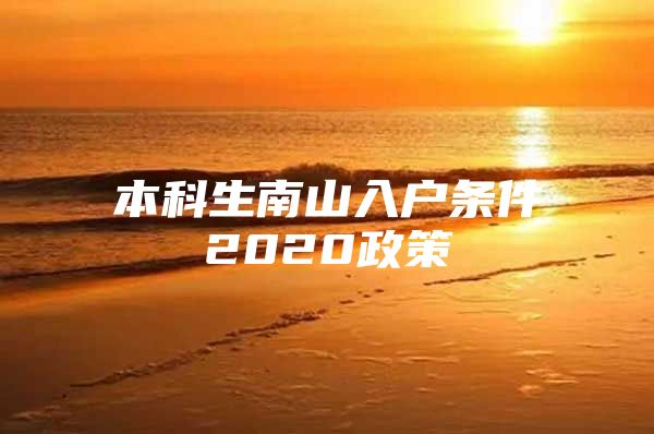 本科生南山入戶條件2020政策