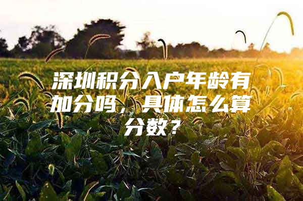 深圳積分入戶年齡有加分嗎，具體怎么算分?jǐn)?shù)？