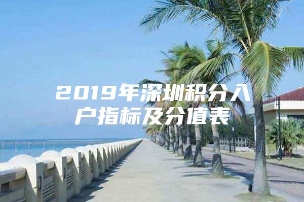 2019年深圳積分入戶指標(biāo)及分值表