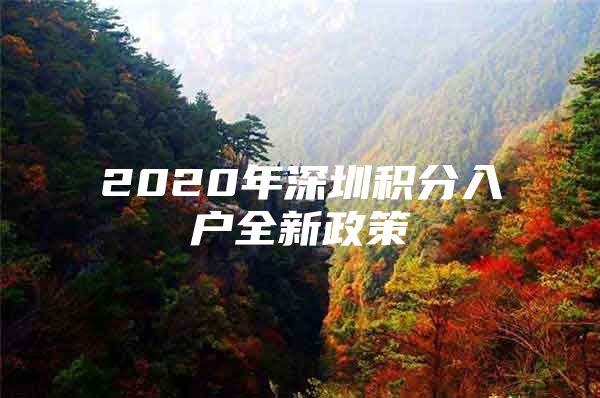 2020年深圳積分入戶全新政策