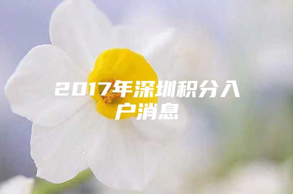 2017年深圳積分入戶消息