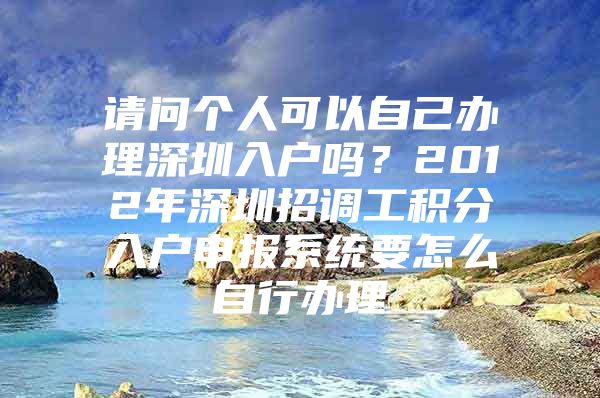 請問個人可以自己辦理深圳入戶嗎？2012年深圳招調(diào)工積分入戶申報系統(tǒng)要怎么自行辦理