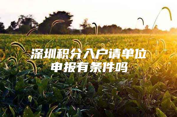 深圳積分入戶請單位申報有條件嗎