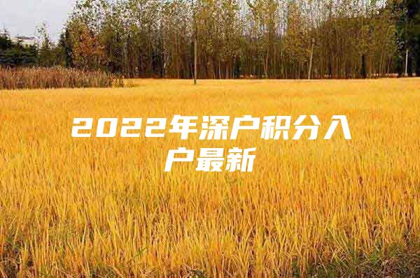 2022年深戶積分入戶最新