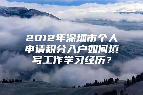 2012年深圳市個(gè)人申請(qǐng)積分入戶如何填寫工作學(xué)習(xí)經(jīng)歷？