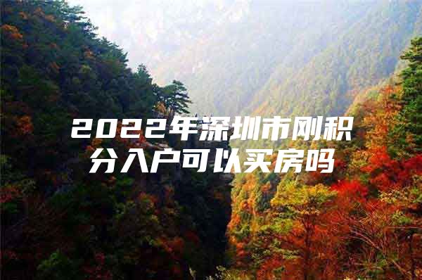 2022年深圳市剛積分入戶可以買房嗎