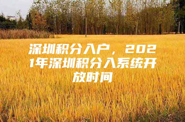 深圳積分入戶，2021年深圳積分入系統(tǒng)開放時(shí)間