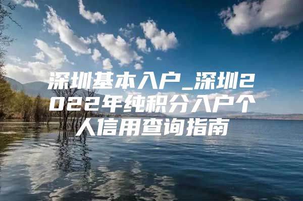 深圳基本入戶_深圳2022年純積分入戶個(gè)人信用查詢指南