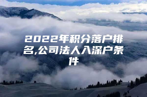 2022年積分落戶排名,公司法人入深戶條件