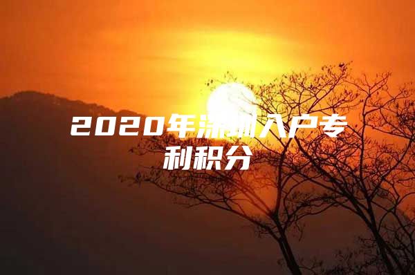 2020年深圳入戶專利積分