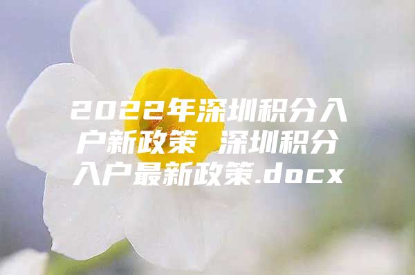 2022年深圳積分入戶新政策 深圳積分入戶最新政策.docx