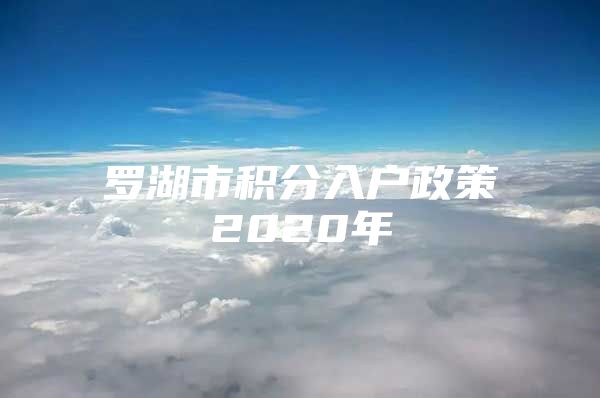 羅湖市積分入戶政策2020年