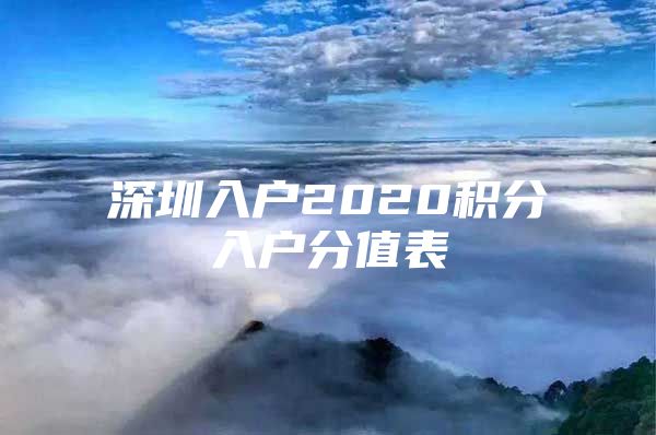 深圳入戶2020積分入戶分值表