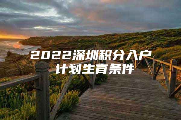 2022深圳積分入戶 計劃生育條件