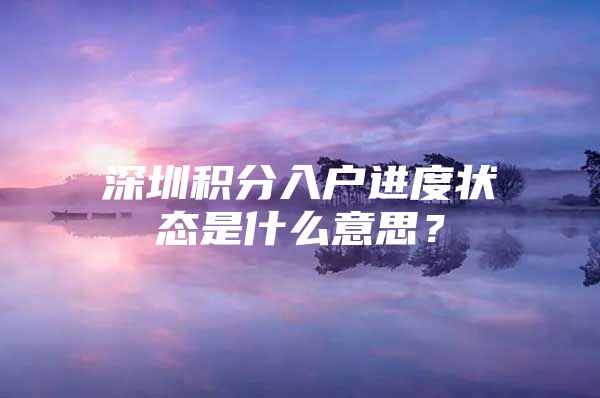 深圳積分入戶進(jìn)度狀態(tài)是什么意思？